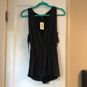 Charcoal Grey Surplice Romper